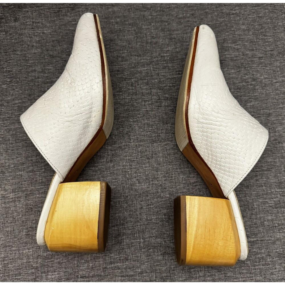 James Smith Leather White Mules style Snake Size 37 Us 6 - Picture 5 of 8